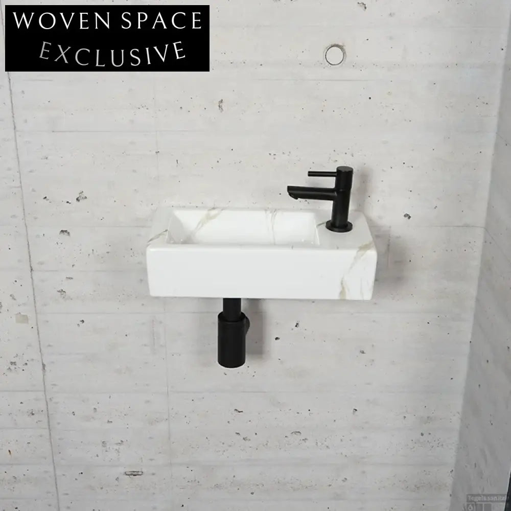 Modern Rectangular Wall Mount Ceramic Sink for Small Bathrooms & Powde ...