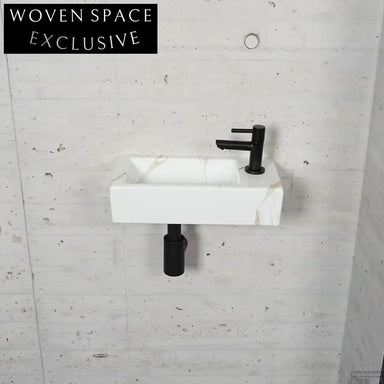 Modern Rectangular Wall Mount Ceramic Sink for Small Bathrooms & Powder Rooms
