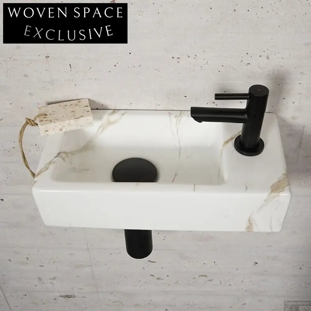 Modern Rectangular Wall Mount Ceramic Sink for Small Bathrooms & Powder Rooms