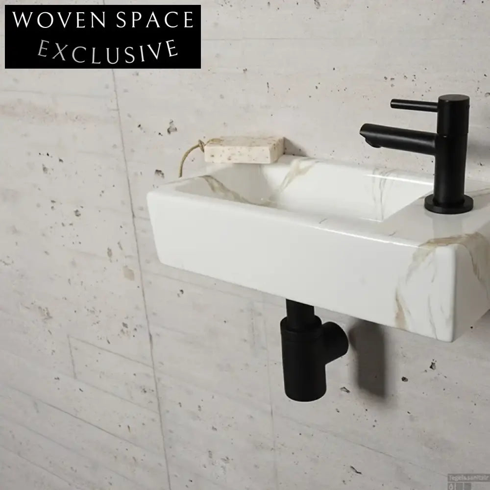 Modern Rectangular Wall Mount Ceramic Sink for Small Bathrooms & Powder Rooms