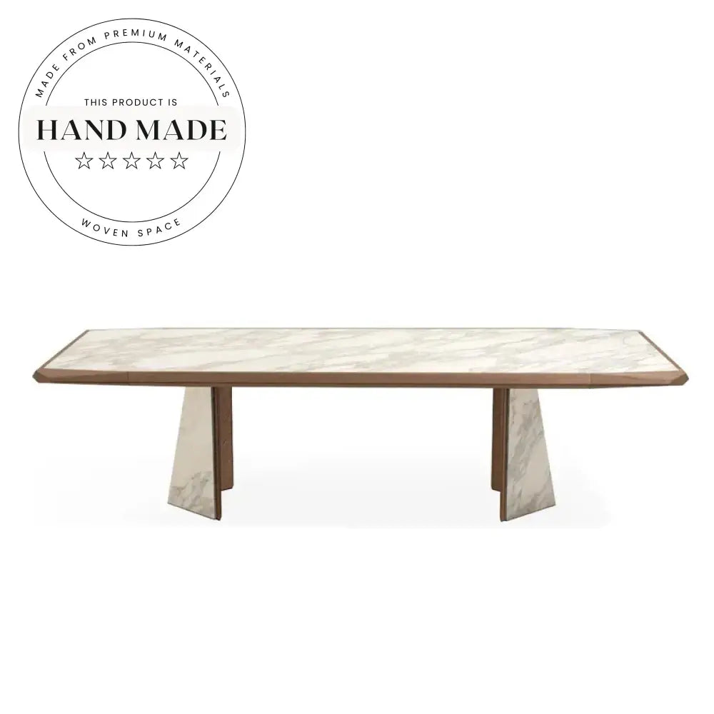Modern Rectangular Walnut and Marble 6 Seater Luxury Dining Table