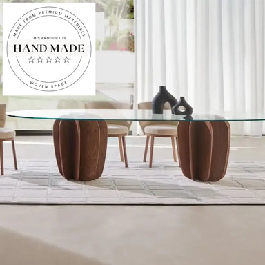 Modern Recycled Pine Japanese Rectangle Glass Top Solid Wood Dining Table