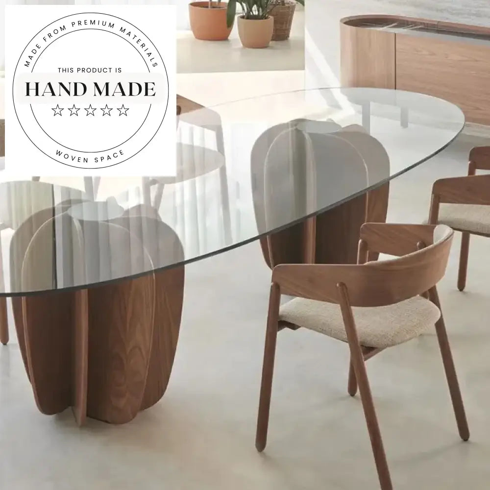 Modern Recycled Pine Japanese Rectangle Glass Top Solid Wood Dining Table