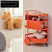 Modern Red Metal Rolling Kitchen and Living Room Utility Side Table