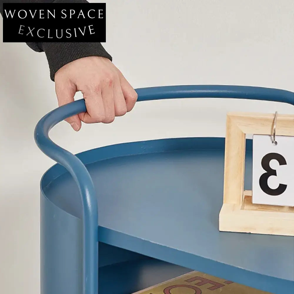 Modern Red Metal Rolling Kitchen and Living Room Utility Side Table