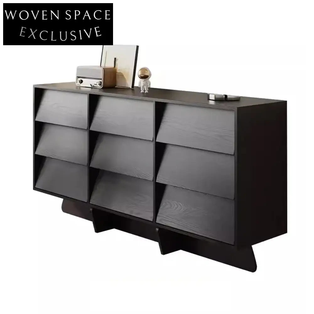 Modern Red Oak Wood Large Storage Cabinet for Home Living Room Furniture