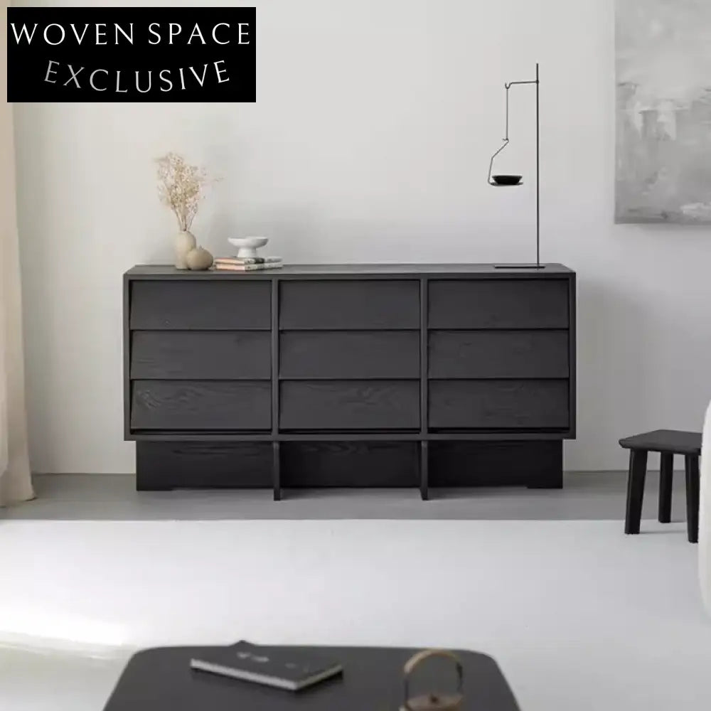 Modern Red Oak Wood Large Storage Cabinet for Home Living Room Furniture