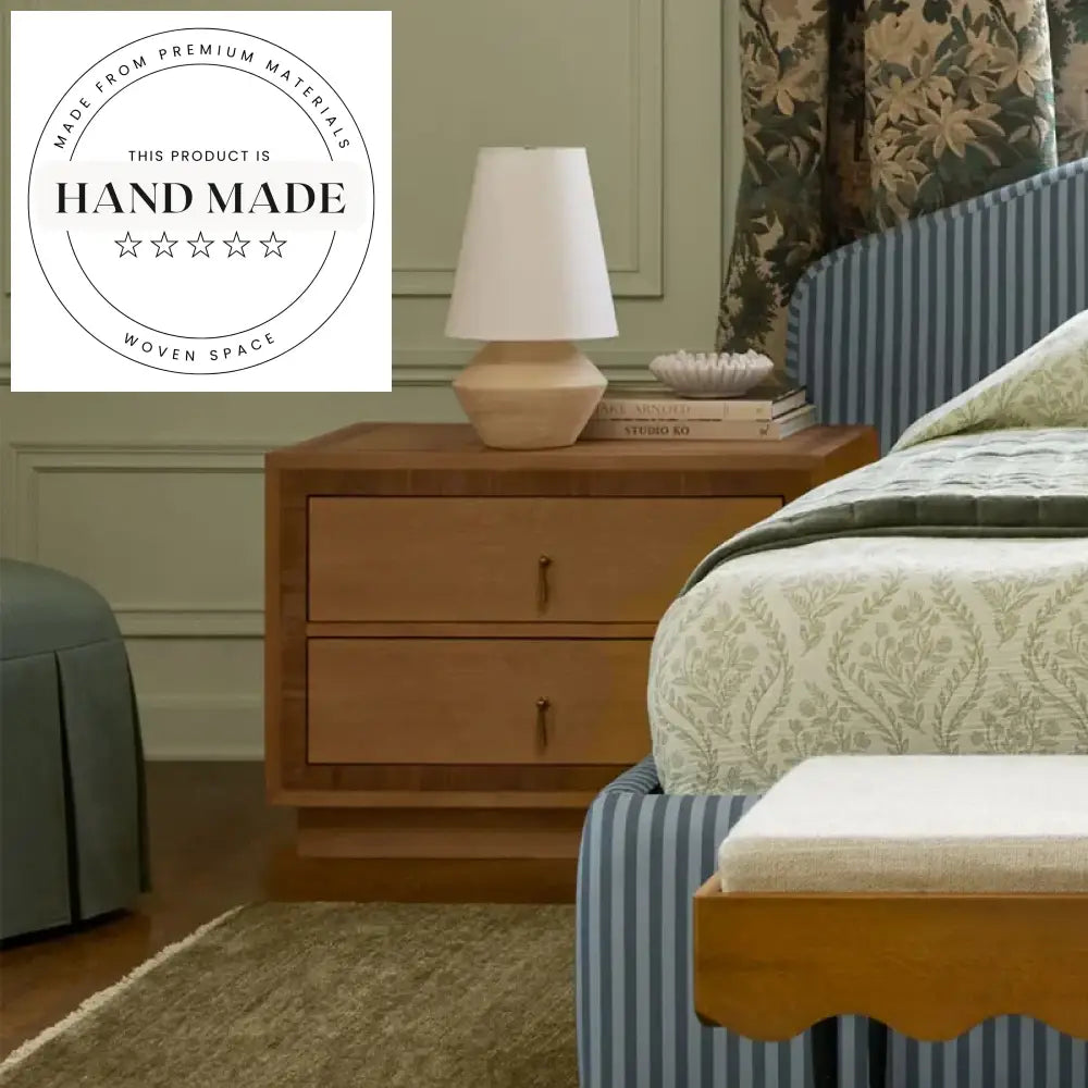 Modern Retro French Style Solid Wood Two Drawer Bedside Table