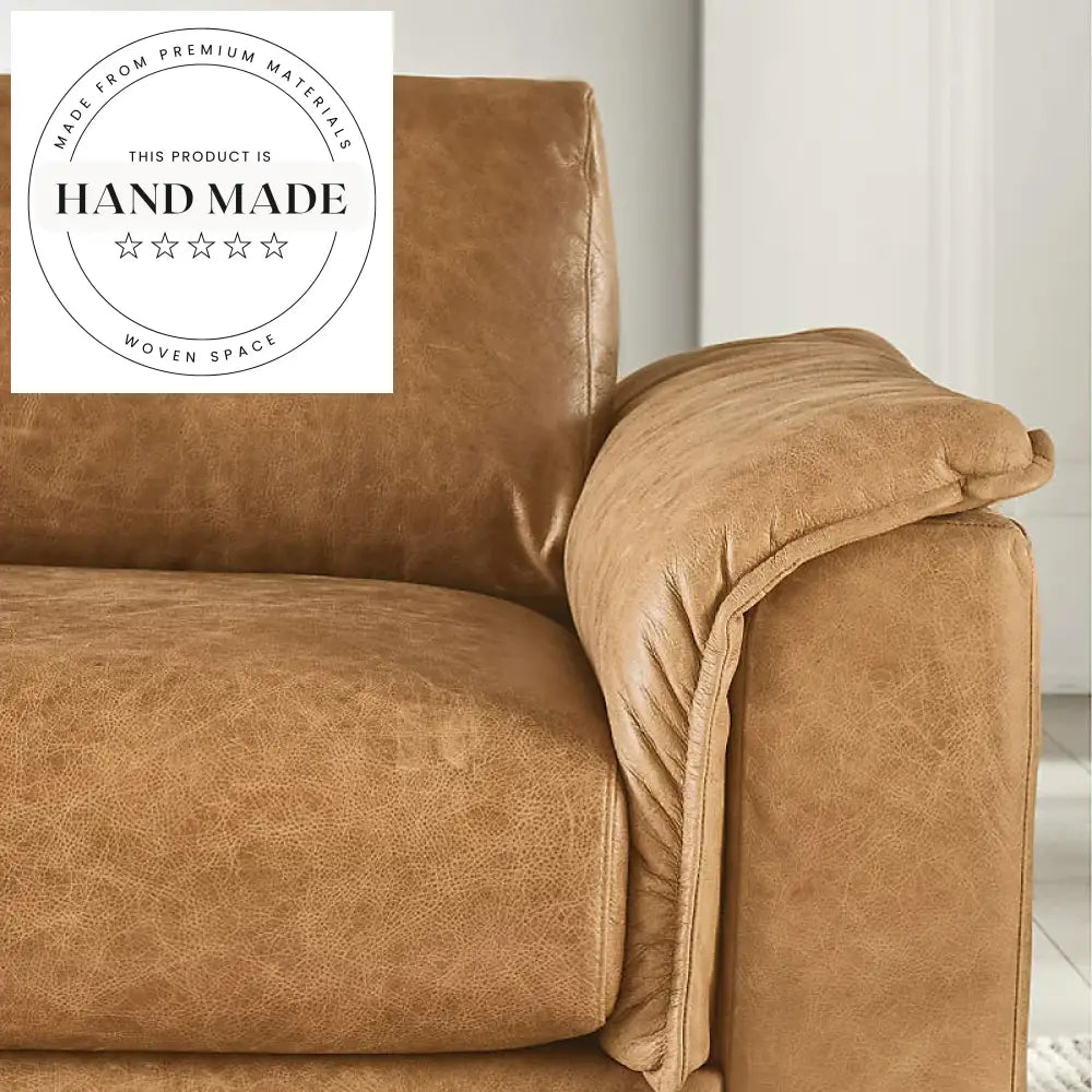 Modern Retro Industrial Tufted Oil Wax Leather Living Room Sofa