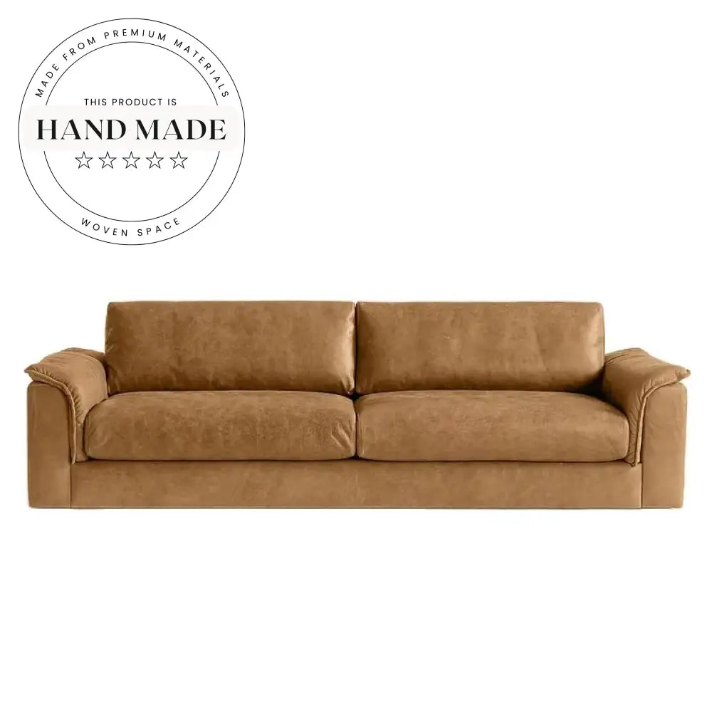 Modern Retro Industrial Tufted Oil Wax Leather Living Room Sofa