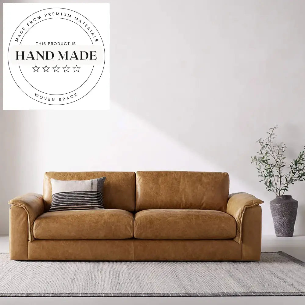 Modern Retro Industrial Tufted Oil Wax Leather Living Room Sofa