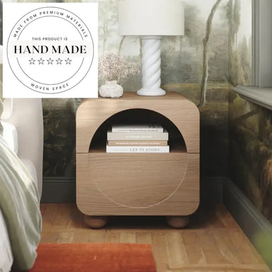 Modern Retro Natural Ash Wood 1-Drawer Bedside Table