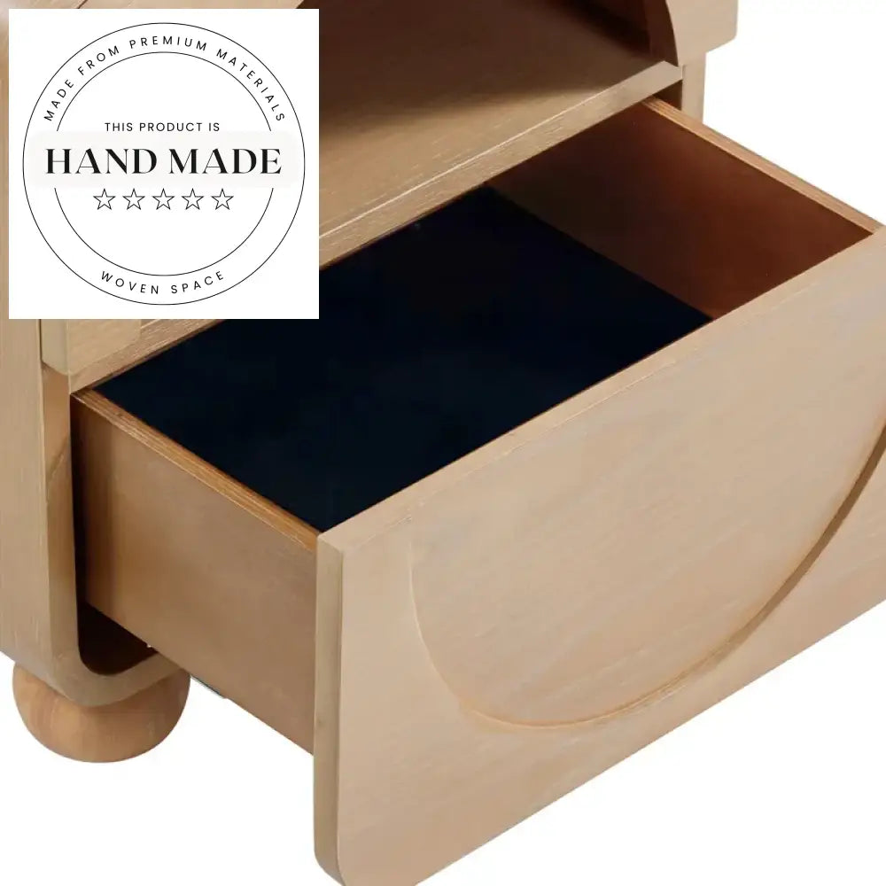 Modern Retro Natural Ash Wood 1-Drawer Bedside Table