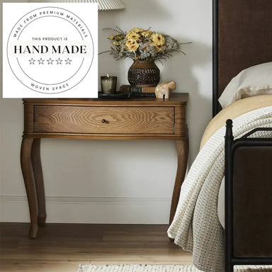 Modern Retro Oak Wood European Style Bedside Drawer Nightstand