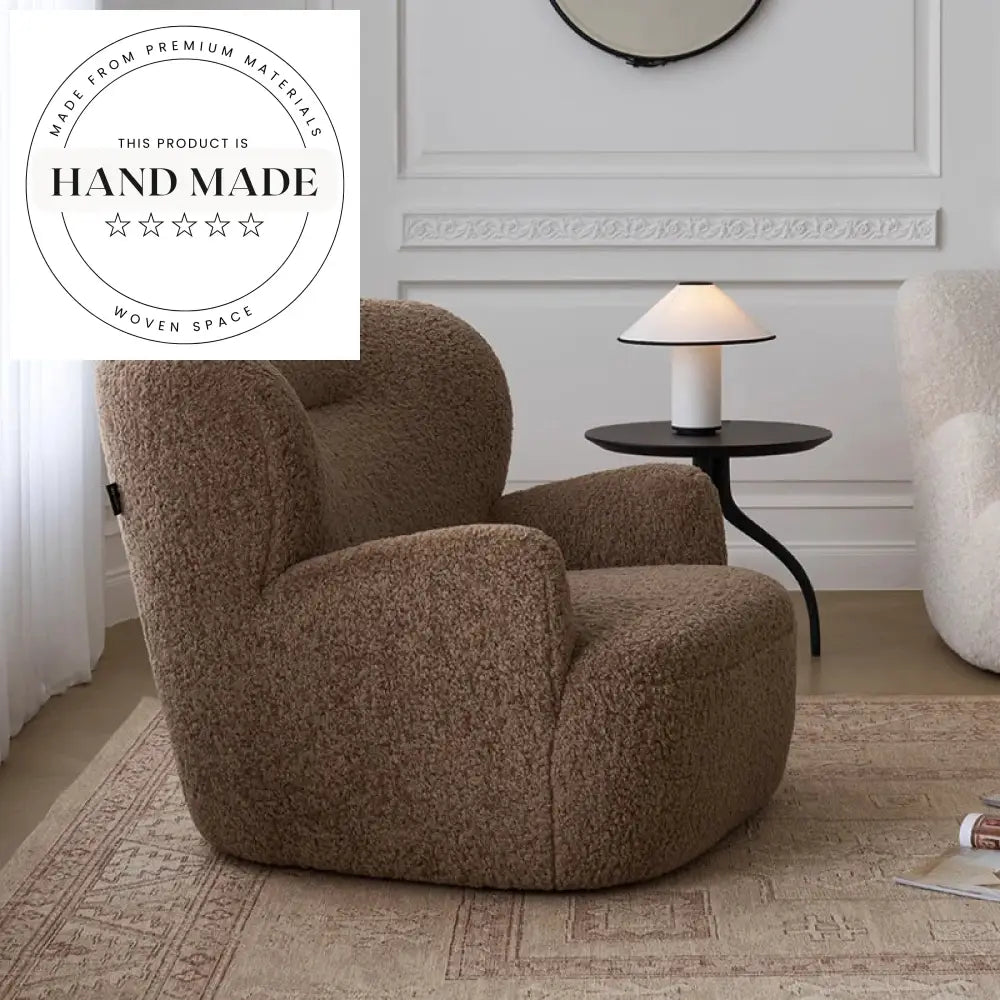 Modern Retro Plush Fabric Recliner Armchair, Comfortable Leisure Chair