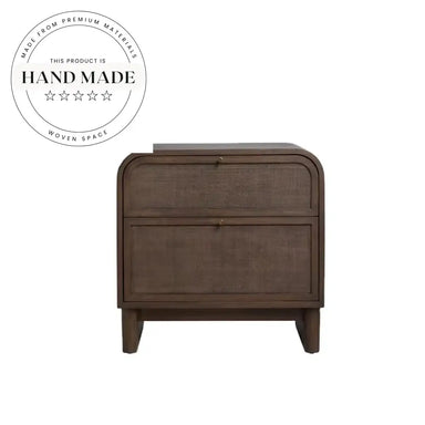 Modern Retro Smoked Oak Wood Two Drawer Storage Bedside Table