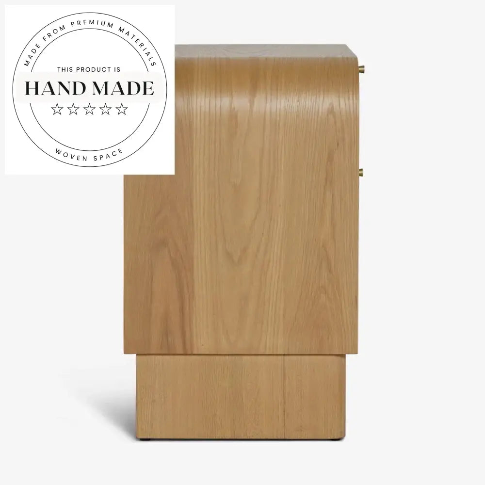 Modern Retro Smoked Oak Wood Two Drawer Storage Bedside Table