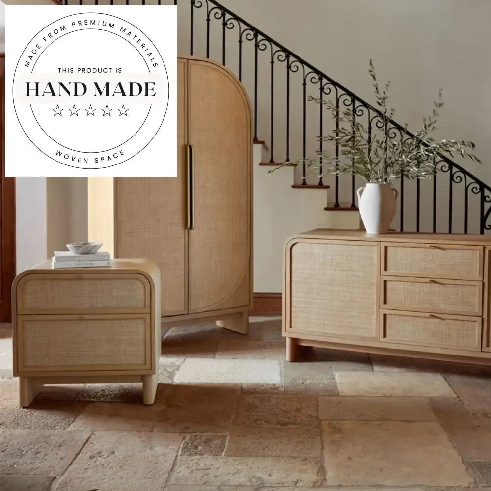 Modern Retro Smoked Oak Wood Two Drawer Storage Bedside Table