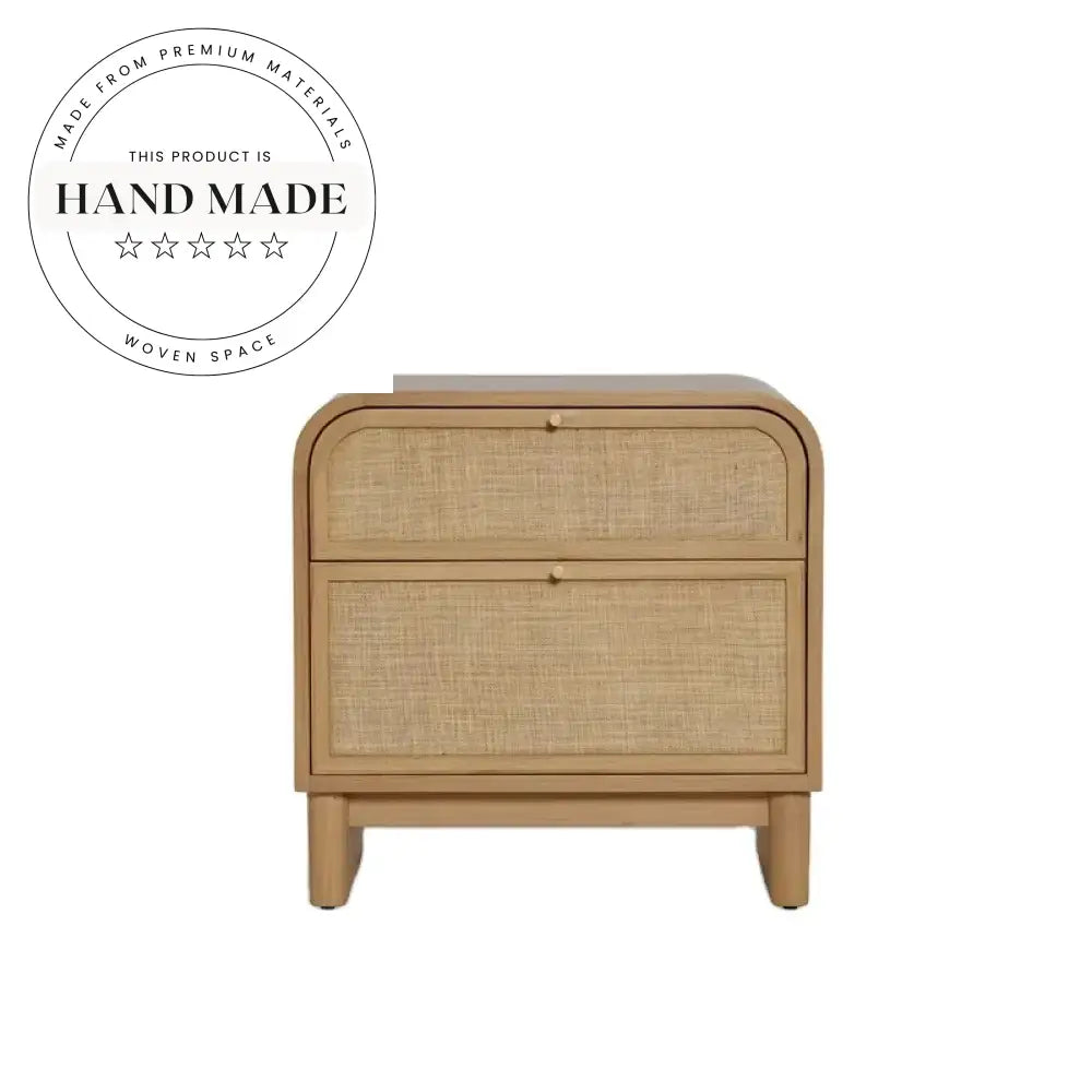 Modern Retro Smoked Oak Wood Two Drawer Storage Bedside Table