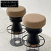 Modern Retro Solid Ash Wood Metal Bar Stool with Fabric Cushion Seat