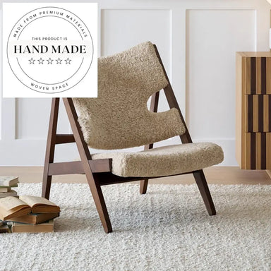 Modern Retro Solid Wood Fabric Armchair Comfortable Plush Living Room Leisure Chair