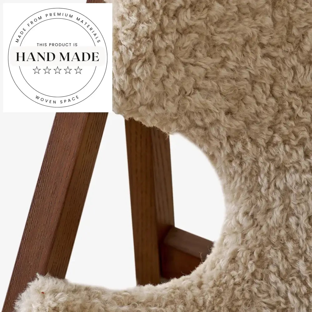 Modern Retro Solid Wood Fabric Armchair Comfortable Plush Living Room Leisure Chair