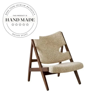 Modern Retro Solid Wood Fabric Armchair Comfortable Plush Living Room Leisure Chair