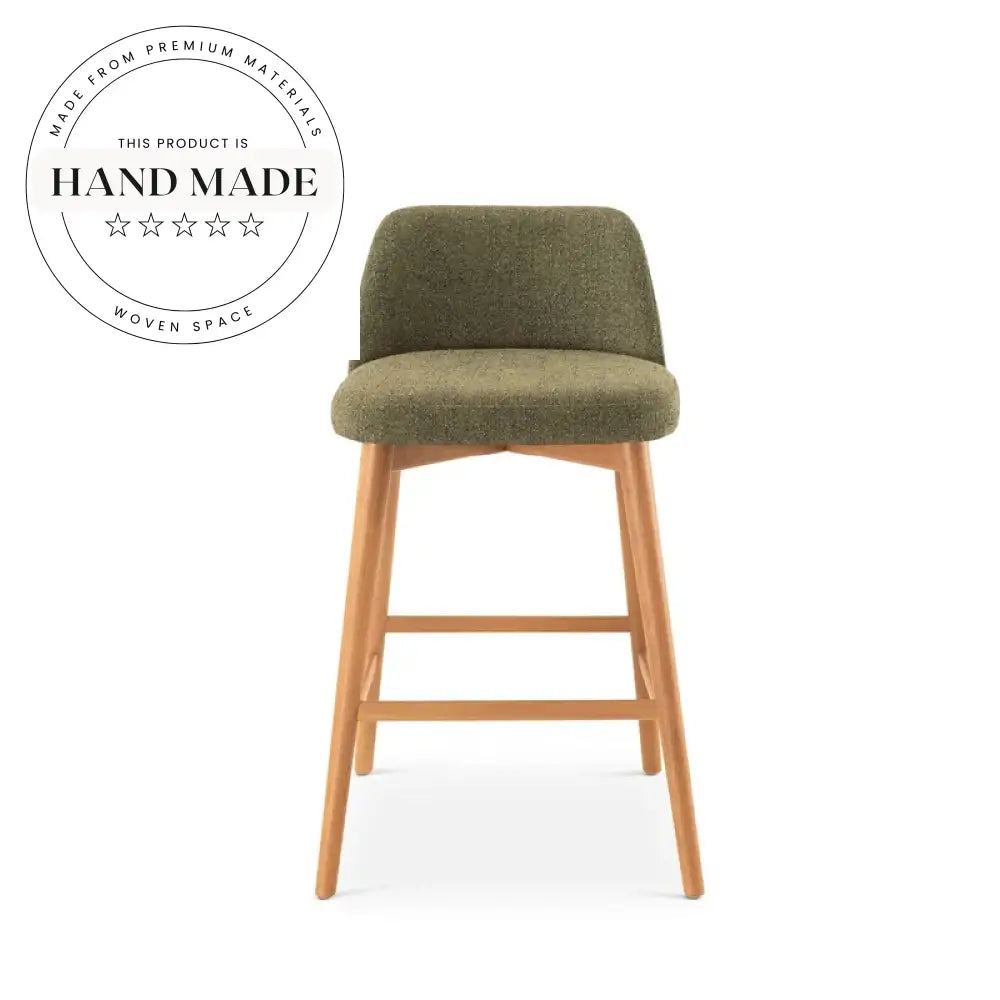 Modern Retro Solid Wood High Back Counter Bar Stool for Kitchen & Bistro