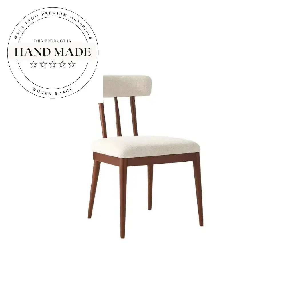 Modern Retro Solid Wood Oak Linen Fabric Armless Dining Chair