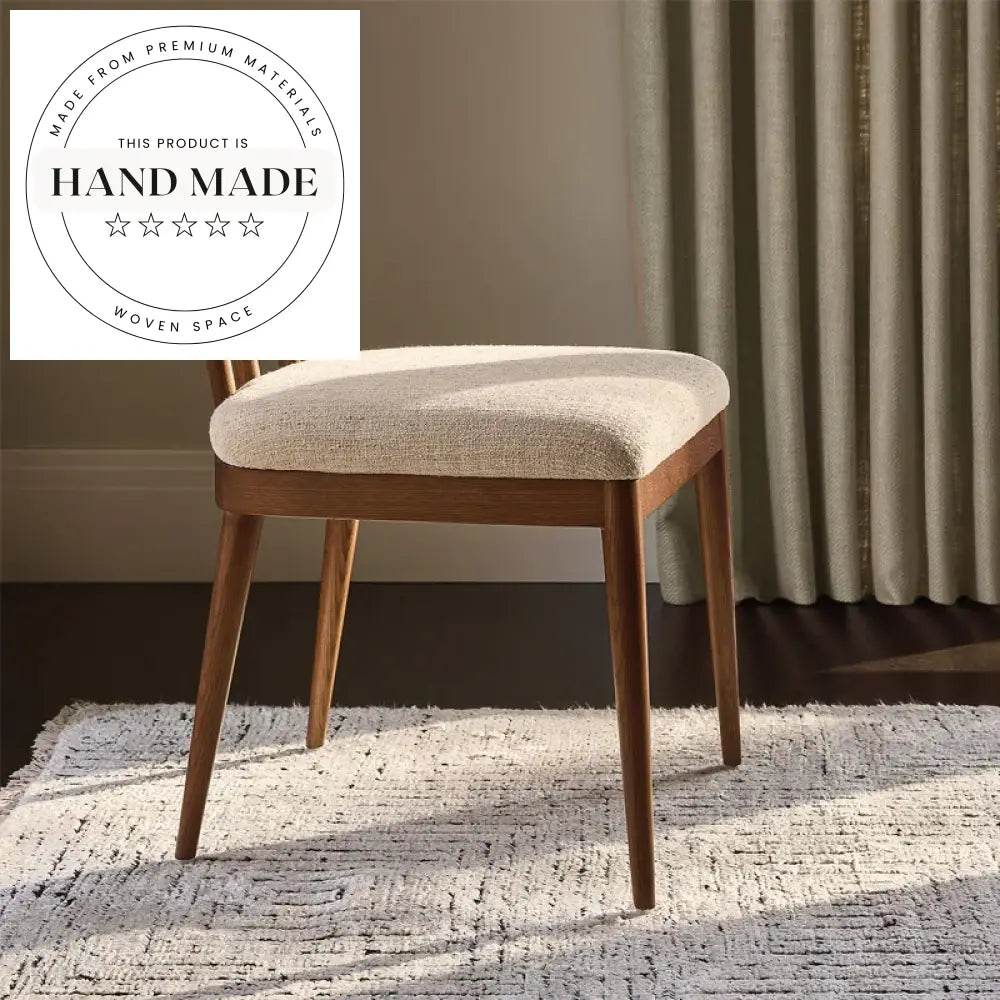 Modern Retro Solid Wood Oak Linen Fabric Armless Dining Chair