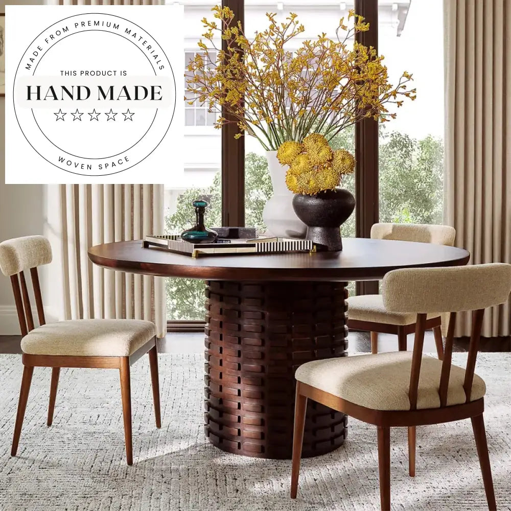 Modern Retro Solid Wood Oak Linen Fabric Armless Dining Chair