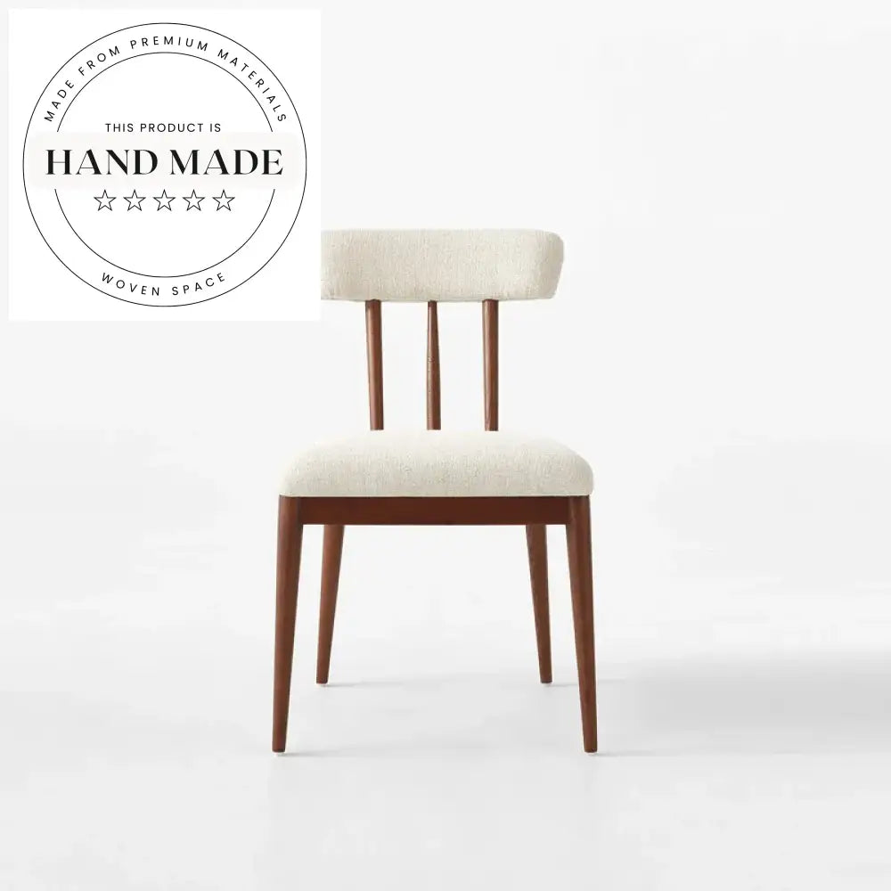 Modern Retro Solid Wood Oak Linen Fabric Armless Dining Chair