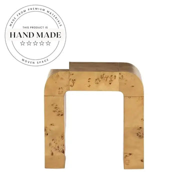 Modern Retro Square Brown Burl Wood Sofa Accent Side Table