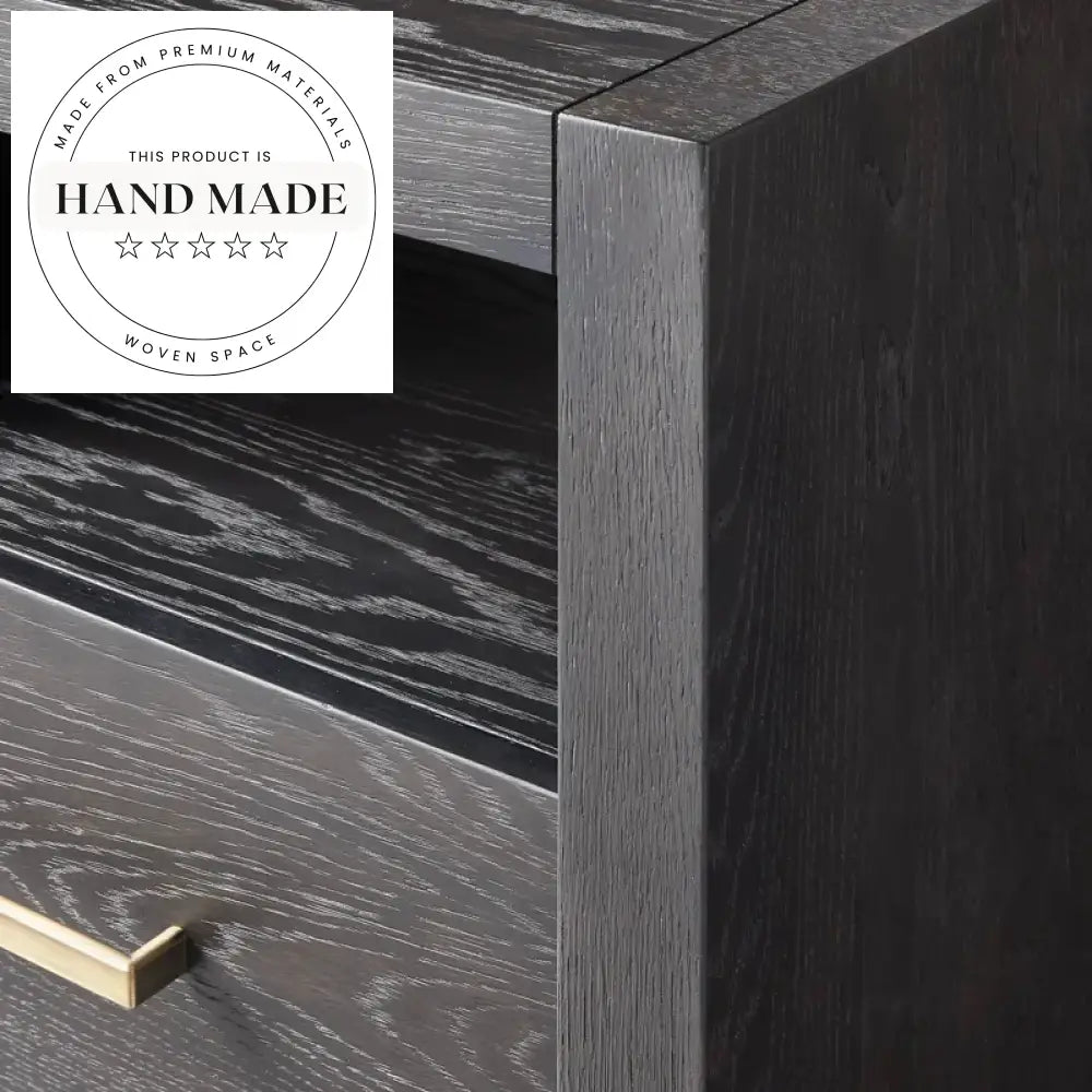 Modern Retro Square Oak Solid Wood Two Drawer Bedside Table