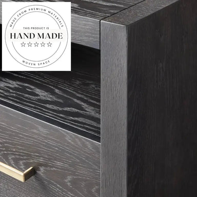 Modern Retro Square Oak Solid Wood Two Drawer Bedside Table