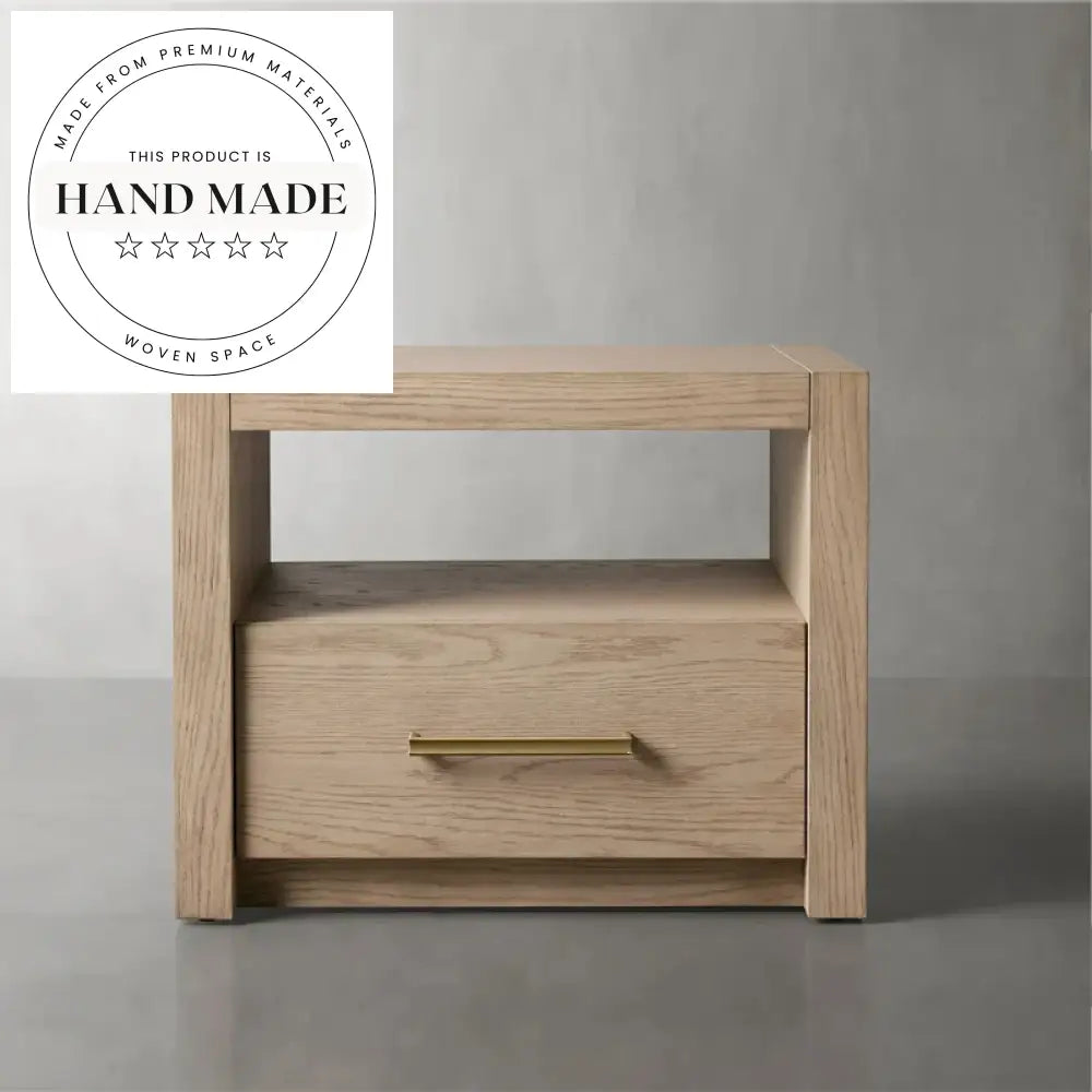 Modern Retro Square Oak Solid Wood Two Drawer Bedside Table