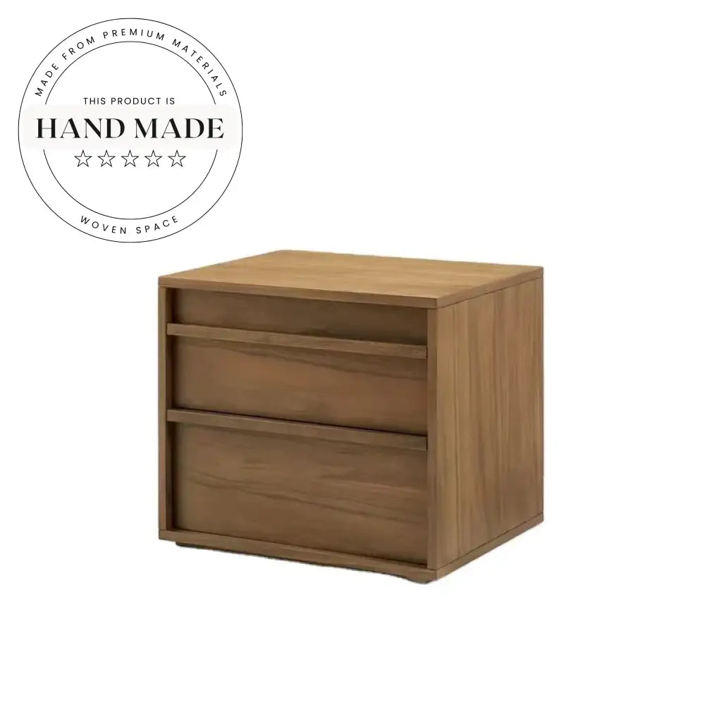 Modern Retro Square Walnut Solid Wood 2-Drawer Bedside Table