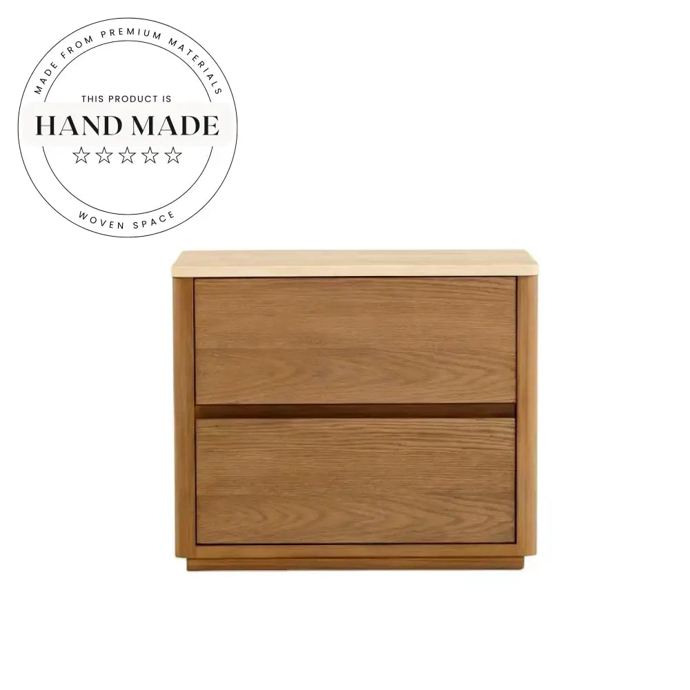 Modern Retro Travertine Marble Top Mirrored Drawer Wooden Nightstand