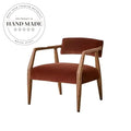 Modern Retro Velvet Fabric Armchair with Wooden Frame for Living Room
