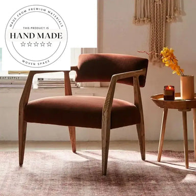 Modern Retro Velvet Fabric Wooden Armchair Frame Comfortable Leisure Chair