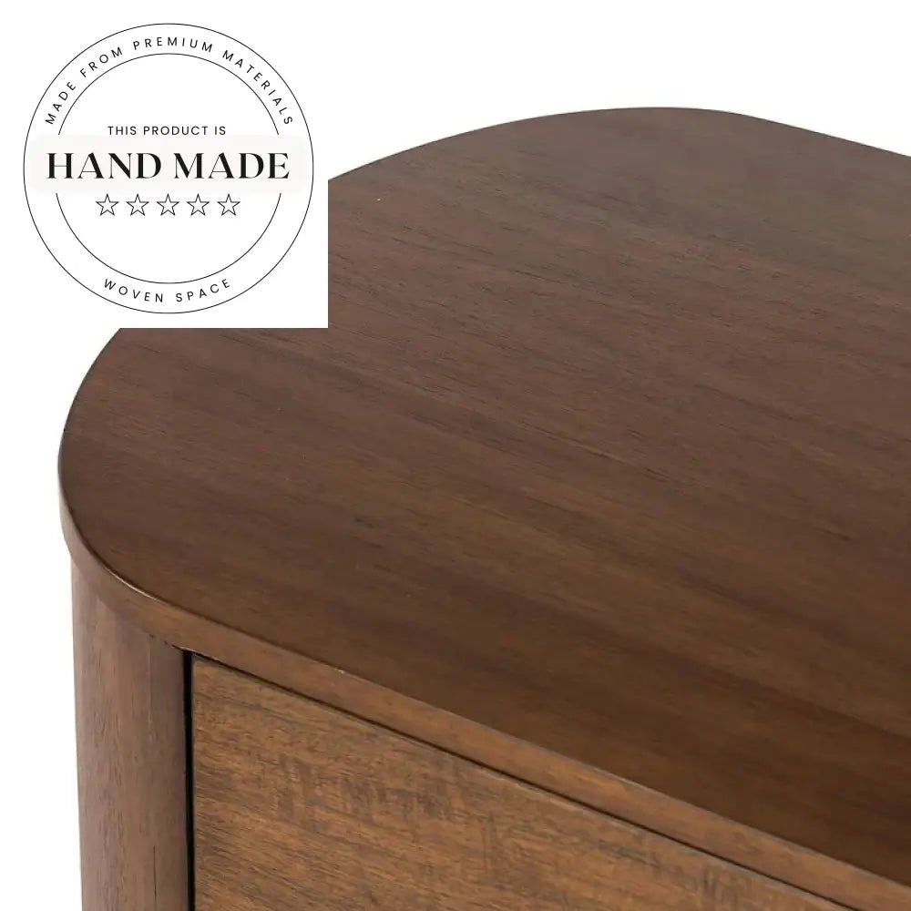 Modern Retro Walnut Wood Nightstand with Two Drawers Bedside Table