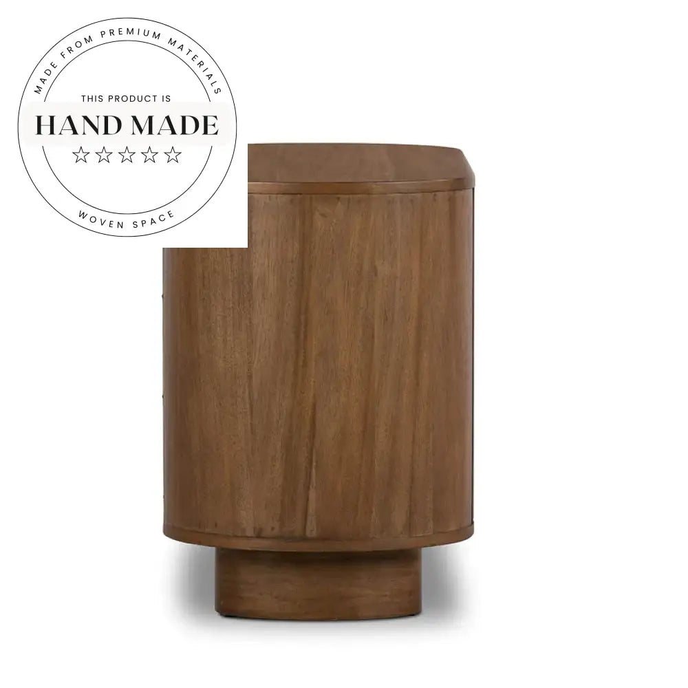Modern Retro Walnut Wood Nightstand with Two Drawers Bedside Table