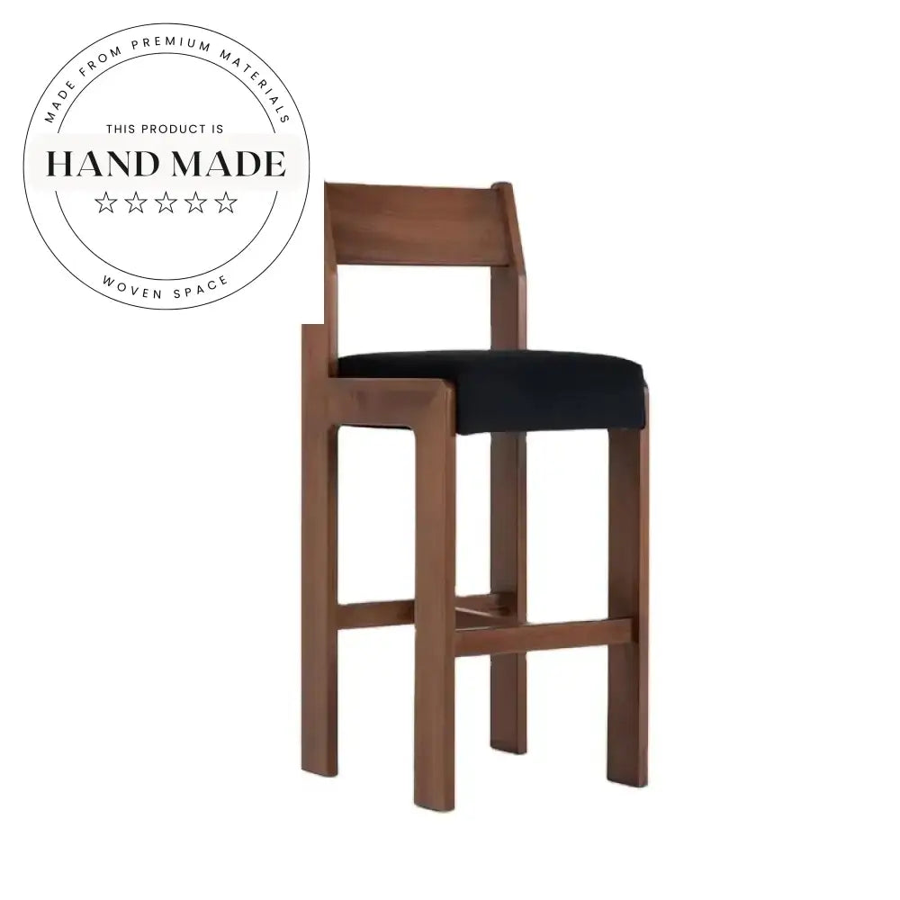 Modern Retro Wooden Black High Back Kitchen Bar Counter Stool