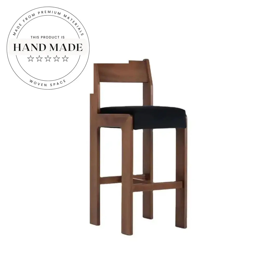 Modern Retro Wooden Black High Back Kitchen Bar Counter Stool