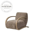 Modern Retro Wooden Plush Wool Accent Lounge Recliner Armchair for Living Room