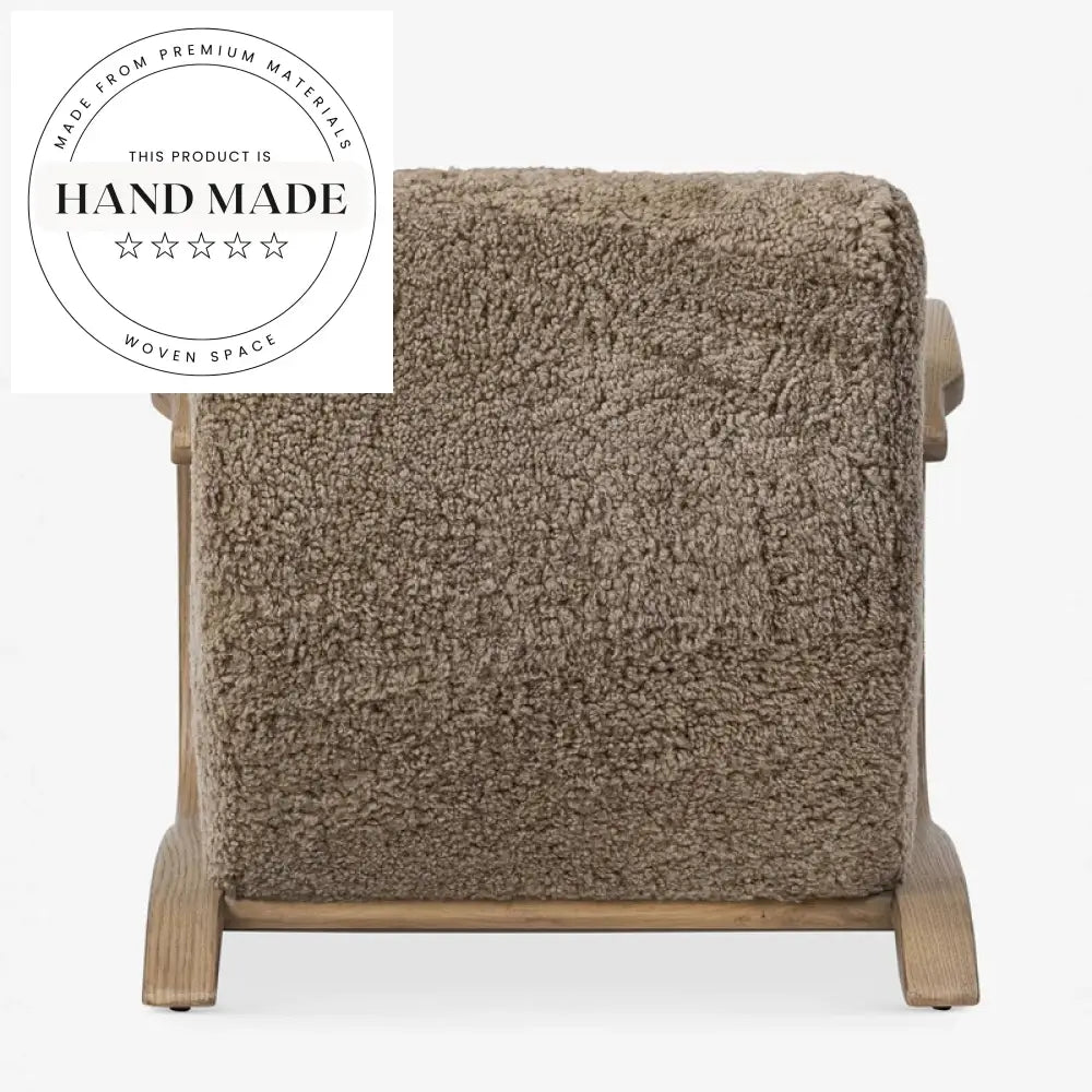 Modern Retro Wooden Plush Wool Accent Lounge Recliner Armchair for Living Room