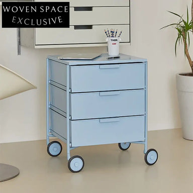 Modern Rolling ABS Plastic Side Table Cabinet with Wheels and Storage