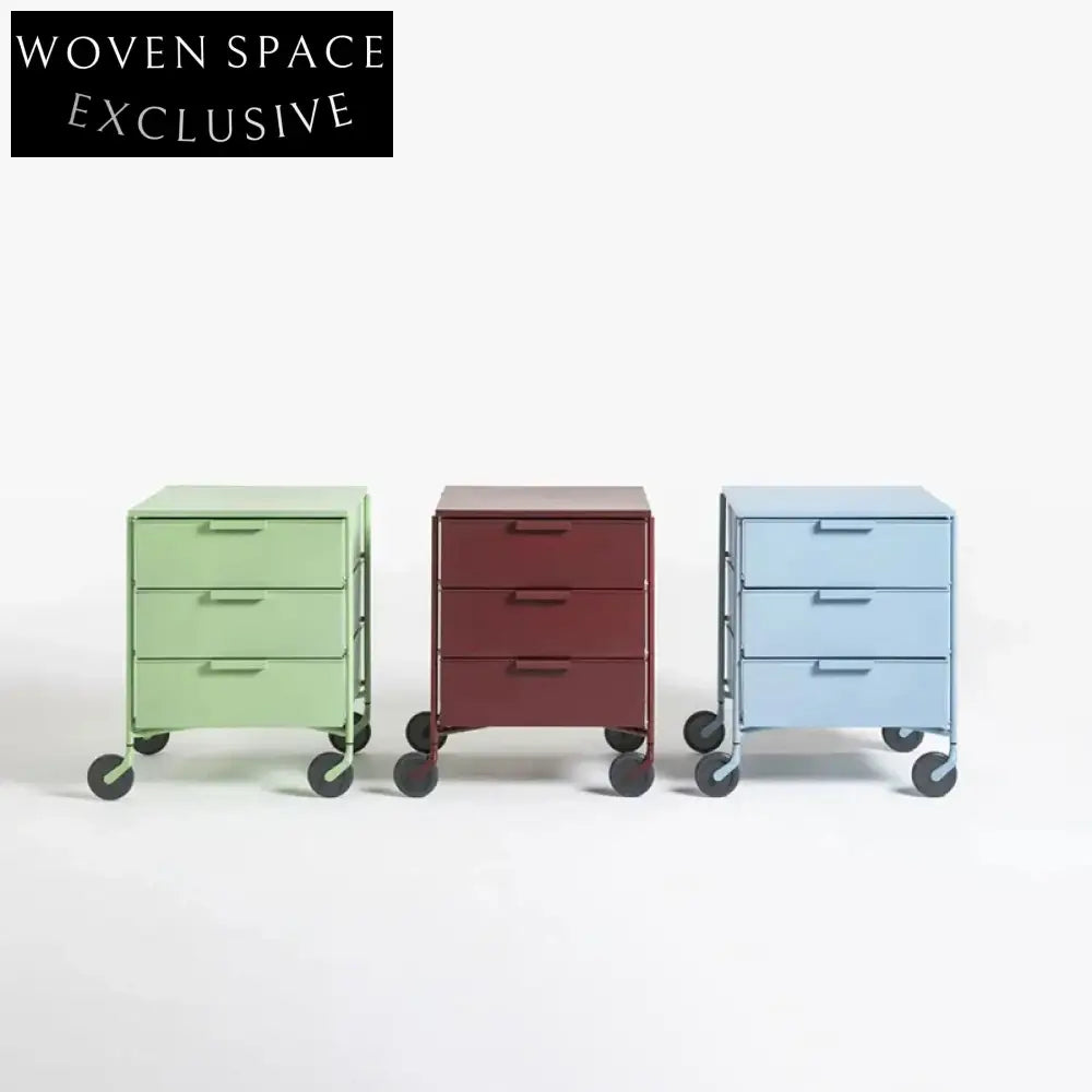 Modern Rolling ABS Plastic Side Table Cabinet with Wheels and Storage