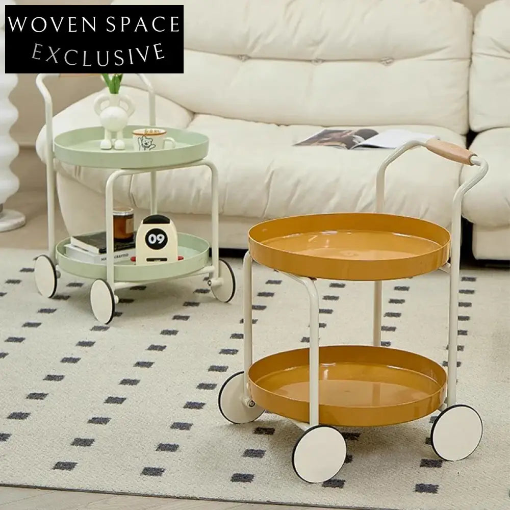Modern Rolling Bar Cart, Multi-use Kitchen Trolley, Portable Side Coffee Table