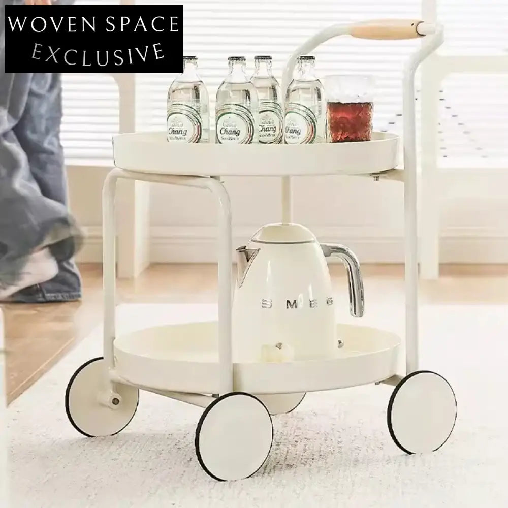 Modern Rolling Bar Cart, Multi-use Kitchen Trolley, Portable Side Coffee Table